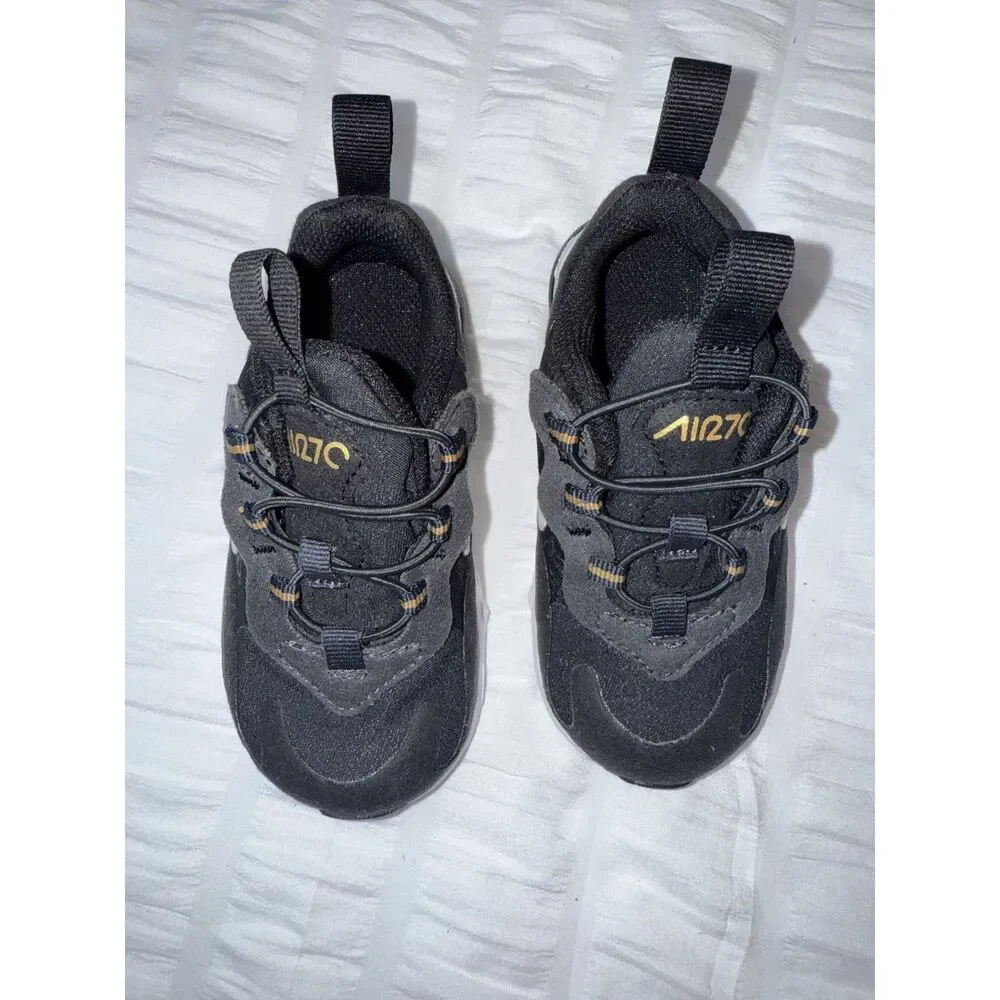 Toddler Nike Air Max 270 React Sneakers Size 6C Blk Gold White NEW !